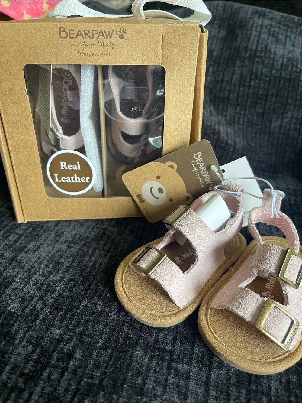 BearPaw Toddler Pink Leather Buckle Sandals